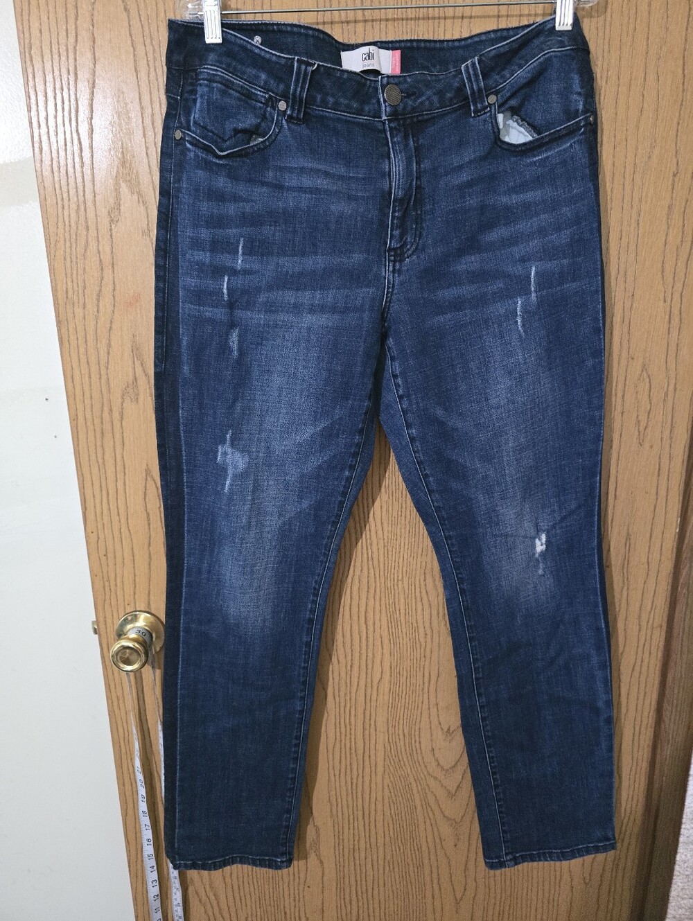 CAbi Dark Blue Distressed Women's Jeans